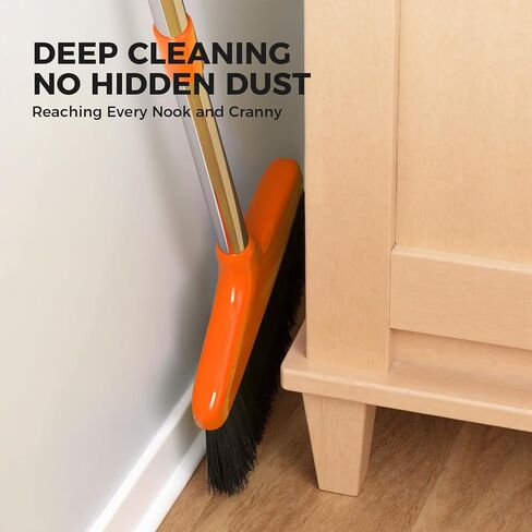 مكنسة يدوية، مكانس داخلية/خارجية، مكنسة مطبخ واجبة، للمنزل، المرآب، المطبخ، المكتب، الفناء، الفناء، الفناء، الخرسانة (1، برتقالي) in Kuwait