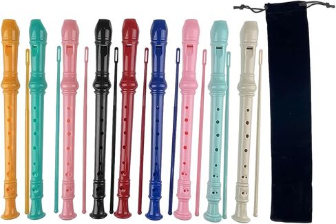 9 Pack ABS German Style 8 Hole Descant Soprano Recorders with Cleaning Rod, Black Storage Bag (Multicolor-9 pack) in Kuwait
