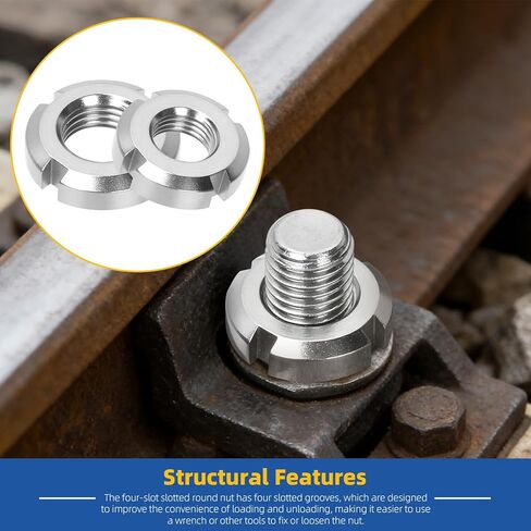 Glarks 10pcs M10/M12/M14/M16/M18 Retaining Four-Slot Slotted Nut Kit, Stainless Steel Round Slotted Lock Nuts, Tight Groove Anti-Loosening Lock Nuts for Rolling Bearings, Industrial Field in Saudi Arabia