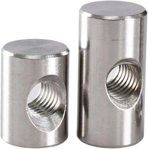 Barrel nut, Embedded Furniture Hammer Insert Nut M4M5M6 Cylindrical Metric Thread Woodworking Stainless Steel Dowel Pin Nuts(M6x12 (10Pcs)) in Saudi Arabia