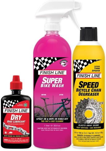 Finish Line Dry Weather Bicycle Cleaning and Maintenance Kit – Includes Super Bike Wash, Speed Degreaser, and Dry Lube for Complete Bike Care, Drivetrain Cleaning & Lubrication System in Saudi Arabia