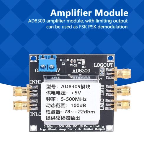 Eujgoov 16mA Logarithmic Amplifier Module, 100 DB Amplifier Board 5MHZ-500MHZ for FSK PSK Demodulation Reception for Phase Detection, SMA Female Interface, Cellular Base Stations in Saudi Arabia