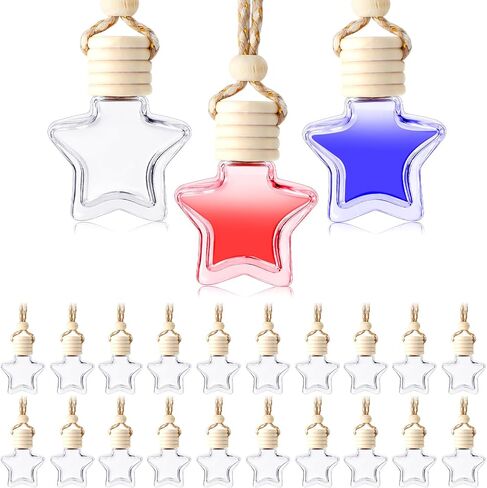 BBTO 50 Pcs Hanging Car Air Freshener Car Diffuser Bottles Empty Glass Perfume Bottle Freshener Diffuser Bottle Pendant for Essential Oil Fragrance Aromatherapy Bottle Ornament (Cylinder) in Saudi Arabia