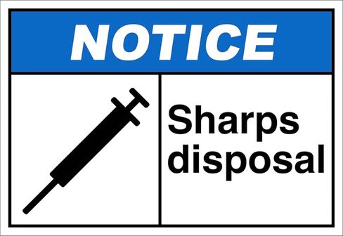 Sharps Disposal Notice OSHA/ANSI Label Decal Sticker 8" in Saudi Arabia