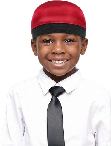 4 Pcs Kids Satin Wave Caps Set, Breathable Elastic Kids Durags for Boys, Multicolor Skull Caps for Boys and Girls for Sleeping Sports Everyday Wear in Saudi Arabia
