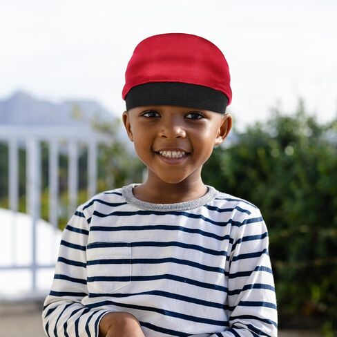 4 Pcs Kids Satin Wave Caps Set, Breathable Elastic Kids Durags for Boys, Multicolor Skull Caps for Boys and Girls for Sleeping Sports Everyday Wear in Saudi Arabia