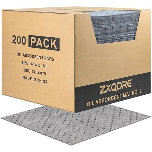 Oil Absorbent Pads 16" x 18", 5.5 oz Heavy Duty Polypropylene Oil Absorbent Mat Universal Spill Control Absorbers for Oil Coolant Water Chemical, Dimpled Perforated Sheets 200 Pack in Kuwait