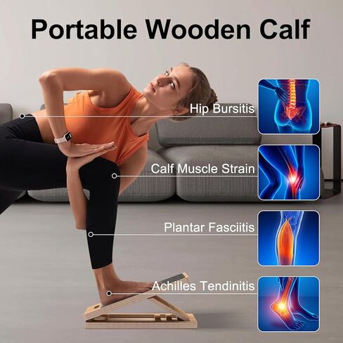 Adjustable Stretching Board, 4-Level Portable Calf Stretch Board for Exercise & Pilates, Supports up to 300lbs for Deep Squat, Heel & Ankle Workouts, Home Gym Fitness Equipment for All in Kuwait