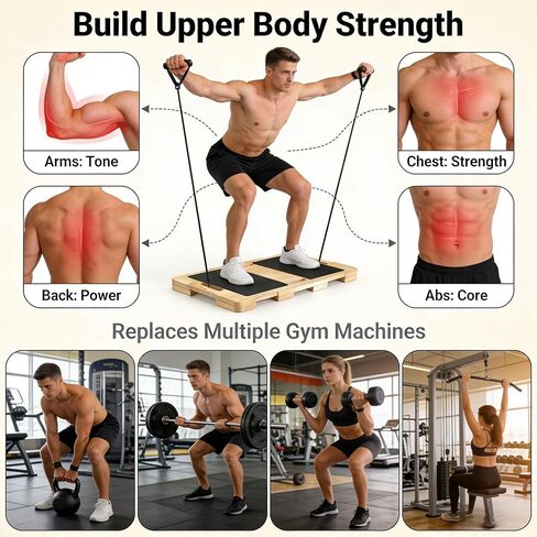 Wood Resistance Band Platform Base, Fitness Exercise Board Footplate for Home Gym Workout in Kuwait