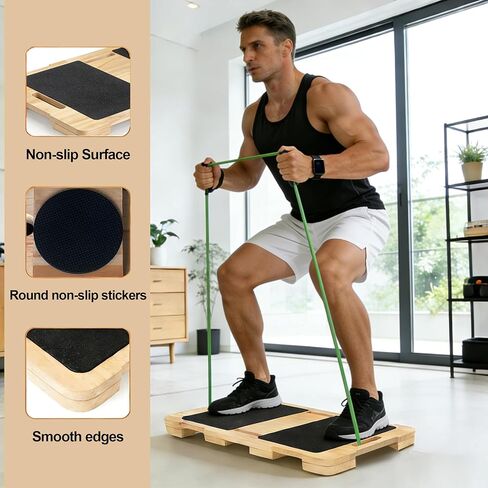 Wood Resistance Band Platform Base, Fitness Exercise Board Footplate for Home Gym Workout in Kuwait