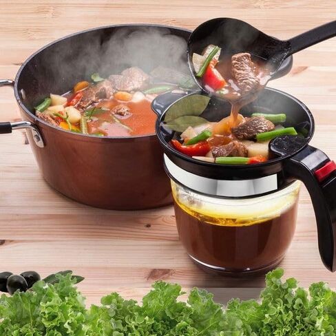 Fat & Grease Separator with Fine Mesh Filter and oil Sauce Separator Strainer with a bottom drain valve. Sauce separator strainer for healthier cooking. 33Oz or 0.975 Lt in Saudi Arabia