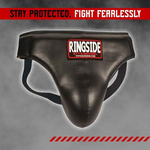 واقي الملاكمة للبطن والفخذ من Ringside - جلد صناعي، إغلاق برباط قابل للتعديل، تصميم عالي القطع للتنقل، بطانة ممتدة للحماية الكاملة، مقاس كبير in Saudi Arabia