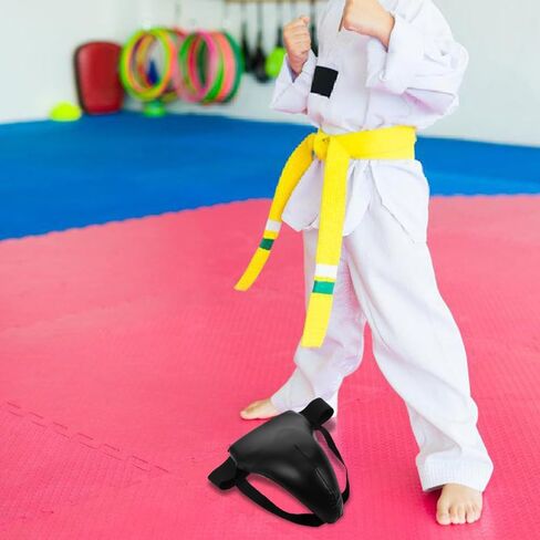 Mipcase Boxing Groin Protector Kids : Adjustable Groin Guard for Kids with Height of 110-149cm - Breathable Crotch Guard for Taekwondo Sparring, 10.41X7.47X3.73in (Black) in Saudi Arabia