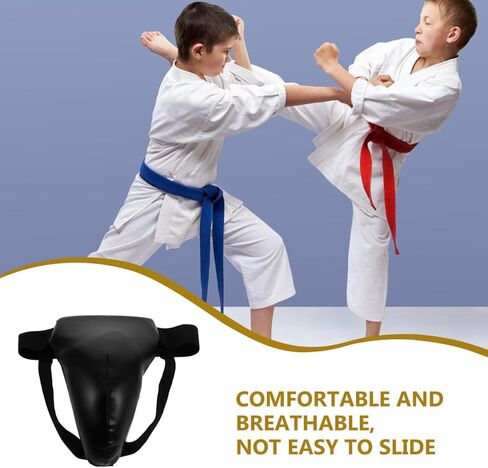 Mipcase Boxing Groin Protector Kids : Adjustable Groin Guard for Kids with Height of 110-149cm - Breathable Crotch Guard for Taekwondo Sparring, 10.41X7.47X3.73in (Black) in Saudi Arabia