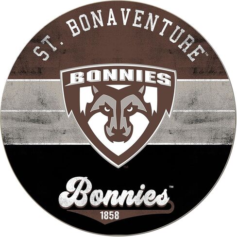 KH Sports Fan St. Bonaventure Bonnies Multi-Color Retro Circle Sign, 20x20 Inches, Bonnies Decor for Dorm, Fan Cave, Living Room; Display Your Team Spirit with This St. Bonaventure Bonnies Wall Art in Saudi Arabia