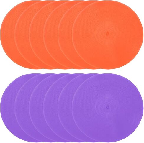PATIKIL Spot Markers 9 Inch, 12 Pcs Non-Slip Floor Dots Agility Markers Flat Field Cones Poly Dots for Gym PE Speed Training Dance Soccer Basketball Sports, Orange/Purple in Saudi Arabia