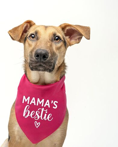 Mama's Bestie Dog Bandana | 100% Cotton for Mom | Valentine's Day | Prop Photoshoot |Navy, One Size (735) in Saudi Arabia