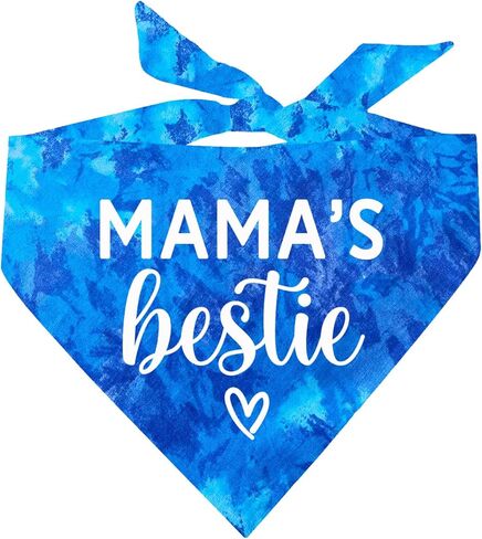 Mama's Bestie Dog Bandana | 100% Cotton for Mom | Valentine's Day | Prop Photoshoot |Navy, One Size (735) in Saudi Arabia