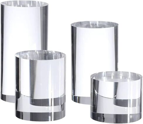 حوامل عرض أسطوانية من الأكريليك - رافعات أعمدة شفافة للمباني. المجوهرات ومستحضرات التجميل والارتفاعات والأقطار المتعددة للبيع بالتجزئة والعرض (3.15 × 2.36 بوصة) in Kuwait