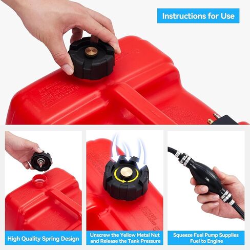 3 Gallon Marine Tank, 12 L Portable Marine Tank, Boat Marine Transfer Tank with Hose, I-Shaped Handle in Kuwait