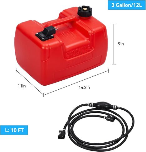 3 Gallon Marine Tank, 12 L Portable Marine Tank, Boat Marine Transfer Tank with Hose, I-Shaped Handle in Kuwait