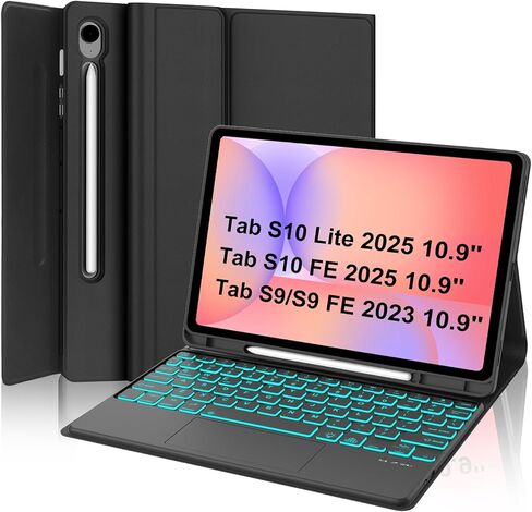 حالة لوحة المفاتيح Samsung Galaxy Tab S9 11 "2023 ، حالة Smart Folio مع حامل القلم S ، 7 ألوان RGB ، لوحة مفاتيح لاسلكية قابلة للفصل المغناطيسي لـ Galaxy Tab S8 2022/S7 2020 11 بوصة ، أسود in Kuwait