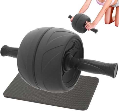 عجلة LEZER Ab Roller، تمرين البطن، عريضة جدًا 5.5 بوصة، عجلة تمرين، معدات اللياقة البدنية المنزلية، القوة الأساسية، العضلات، وسادة الركبة السميكة، صنع في تايوان باللون الأسود in Kuwait