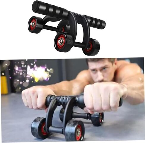 4-Wheel Ab Roller Abdominal Exercise Roller for Six Pack Abs, Core Workout Trainer, Stomach Exercises with Knee Mat, Sport Fitness for Men and Women in Saudi Arabia