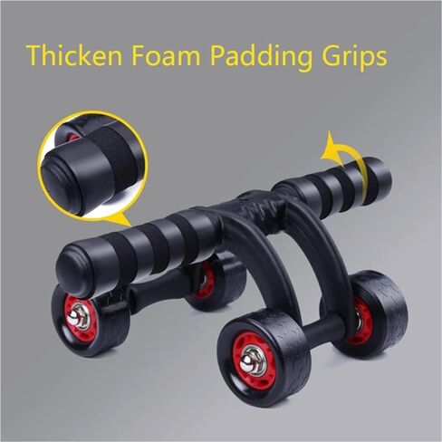 4-Wheel Ab Roller Abdominal Exercise Roller for Six Pack Abs, Core Workout Trainer, Stomach Exercises with Knee Mat, Sport Fitness for Men and Women in Saudi Arabia