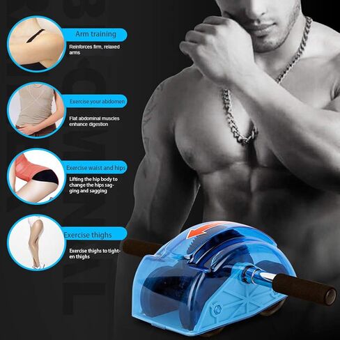 أب رولر لتمارين البطن، بكرات تمارين البطن، أسطوانة البطن 4 عجلات، قبضة مريحة لتمارين القوة الأساسية للاستخدام في المنزل وصالة الألعاب الرياضية in Kuwait