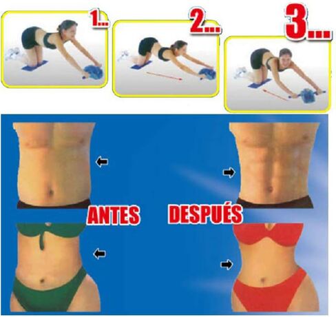أب رولر لتمارين البطن، بكرات تمارين البطن، أسطوانة البطن 4 عجلات، قبضة مريحة لتمارين القوة الأساسية للاستخدام في المنزل وصالة الألعاب الرياضية in Kuwait