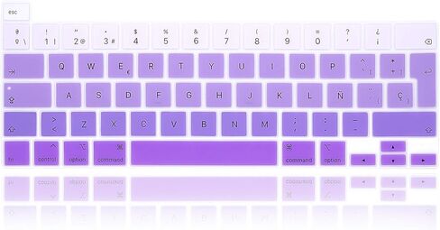 اللوحة الإسبانية لوحة مفاتيح السيليكون تغطية الجلد لـ MacBook Pro 16 بوصة A2141 2019+ ، لـ MacBook Pro 13 مع Magic Keyboard و MacBook Pro M1 Chip A2338/A2251/A2289 2020+ ES ESP ، إصدار ESP ، وايت in Kuwait