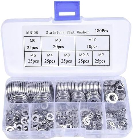 360 Pieces 8 Sizes 304 Stainless Steel Washers Assortment Kit, Lock Metal Washer for Screw(M2 M2.5 M3 M4 M5 M6 M8 M10) in Saudi Arabia