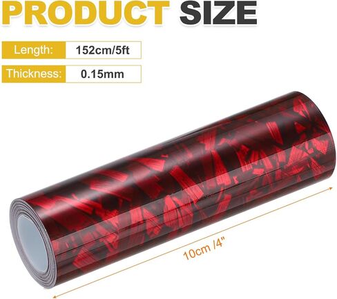 HARFINGTON 1 Set Carbon Fiber Vinyl Wrap 4" x 5ft PET Forged Self-Adhesive Car Sticker Waterproof Wrap Roll with Scraper Tool for DIY Decor Automotive Exterior Protection, Red in Saudi Arabia