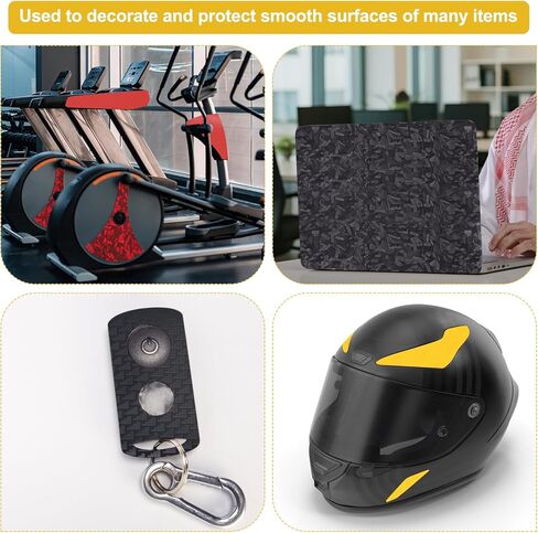 HARFINGTON 1 Set Carbon Fiber Vinyl Wrap 4" x 5ft PET Forged Self-Adhesive Car Sticker Waterproof Wrap Roll with Scraper Tool for DIY Decor Automotive Exterior Protection, Red in Saudi Arabia