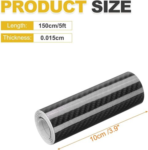 HARFINGTON 1 Set 6D Carbon Fiber Vinyl Wrap 3.9" x 5ft PVC Self-Adhesive Car Sticker Waterproof Wrap Roll for DIY Decor Automotive Exterior Interior Protection with Scraper Tool, Black in Saudi Arabia