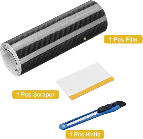 HARFINGTON 1 Set 6D Carbon Fiber Vinyl Wrap 3.9" x 5ft PVC Self-Adhesive Car Sticker Waterproof Wrap Roll for DIY Decor Automotive Exterior Interior Protection with Scraper Tool, Black in Saudi Arabia