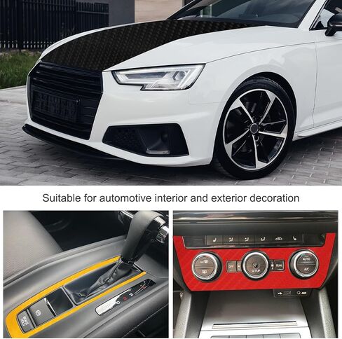 HARFINGTON 1 Set 6D Carbon Fiber Vinyl Wrap 3.9" x 5ft PVC Self-Adhesive Car Sticker Waterproof Wrap Roll for DIY Decor Automotive Exterior Interior Protection with Scraper Tool, Black in Saudi Arabia