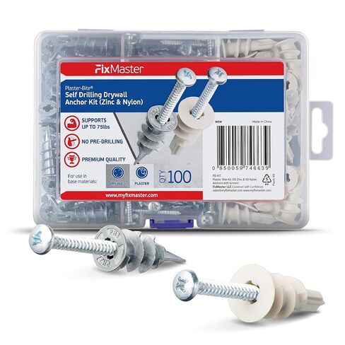 #8 Nylon Self-Drilling Drywall Anchors w/Screws (25 Anchors & 25 Screws) – Premium Nylon 66 Hollow Wall Anchors for 3/8"-5/8" Drywall – Shock-Resistant Hold, Easy Install - 75lb Holding Strength in Saudi Arabia