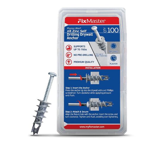 #8 Nylon Self-Drilling Drywall Anchors w/Screws (25 Anchors & 25 Screws) – Premium Nylon 66 Hollow Wall Anchors for 3/8"-5/8" Drywall – Shock-Resistant Hold, Easy Install - 75lb Holding Strength in Saudi Arabia