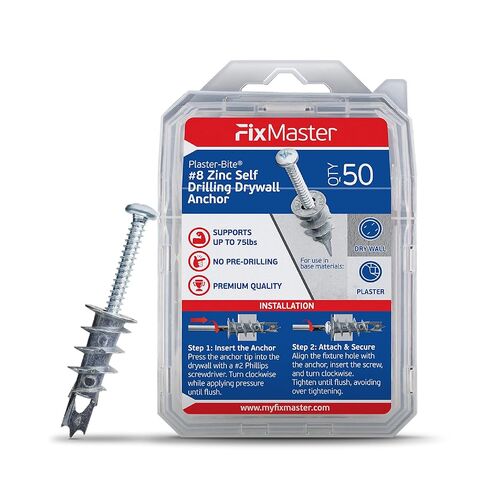 #8 Nylon Self-Drilling Drywall Anchors w/Screws (25 Anchors & 25 Screws) – Premium Nylon 66 Hollow Wall Anchors for 3/8"-5/8" Drywall – Shock-Resistant Hold, Easy Install - 75lb Holding Strength in Saudi Arabia