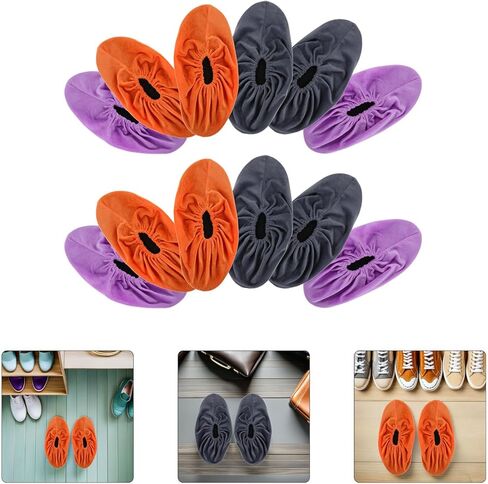 6 Pairs Reusable Bowling Shoe Covers for Adults, Thickened Non-Slip Indoor Fabric Protectors, Washable Anti-Skid Shoe Slipcovers for Men and Women, Size 4.5-13 in Saudi Arabia