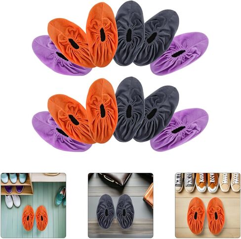 6 Pairs Thickened Bowling Shoe Covers Non-Slip Fuzzy Fabric Slipcovers Reusable Washable Elastic Protectors for Adults Indoor Use in Saudi Arabia