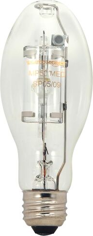Satco S5860 150W Metal Halide HID Lamp, Pulse Start, 4000K Cool White, 14000 Lumens, Clear, Medium Base, ED17, 360 Degree Beam Angle, 10000 Rated Hours, Rated for Enclosed Fixtures (2 Pack) in Saudi Arabia