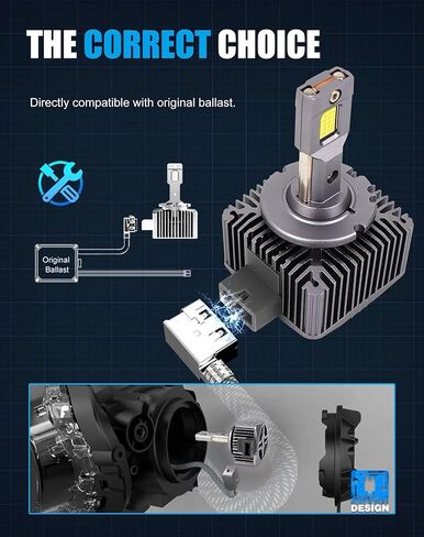مصابيح LED D1S 6500K 110W 30000Lm، 66144 66140 85140 85415 مصابيح بديلة زينون HID، مصابيح الضباب، عبوتان in Kuwait