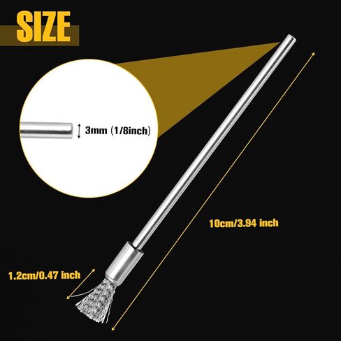 SPEEDWOX 10 Pack Extended Stainless Steel Wire Brush Pen Wire Brush Rust Paint Removal Bits Steel Cleaning End Brushes Pen 3mm Mandrel Rust Paint Removal Bits Polishing Rotary Tools Accessories in Saudi Arabia