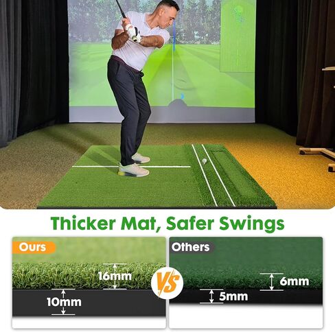 سجادة جولف مقاس 5 × 4 أقدام مع صينية كروية، سجادات ضرب جولف سميكة 26 مم للفناء الخلفي، نطاق القيادة، التدريب الداخلي والخارجي، حصيرة العشب مع 3 تي شيرت للتدريب على القيادة المتأرجحة in Kuwait