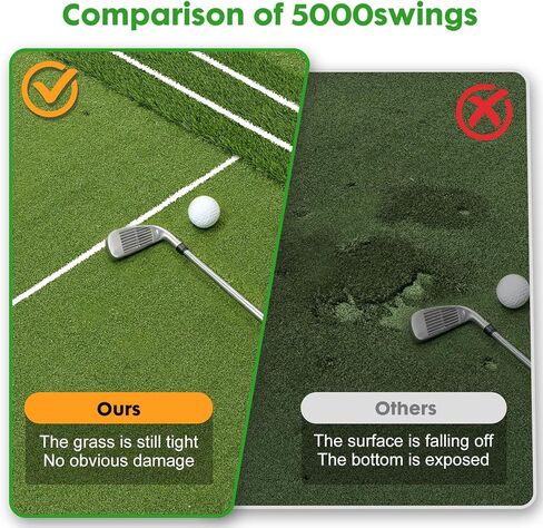 سجادة جولف مقاس 5 × 4 أقدام مع صينية كروية، سجادات ضرب جولف سميكة 26 مم للفناء الخلفي، نطاق القيادة، التدريب الداخلي والخارجي، حصيرة العشب مع 3 تي شيرت للتدريب على القيادة المتأرجحة in Kuwait