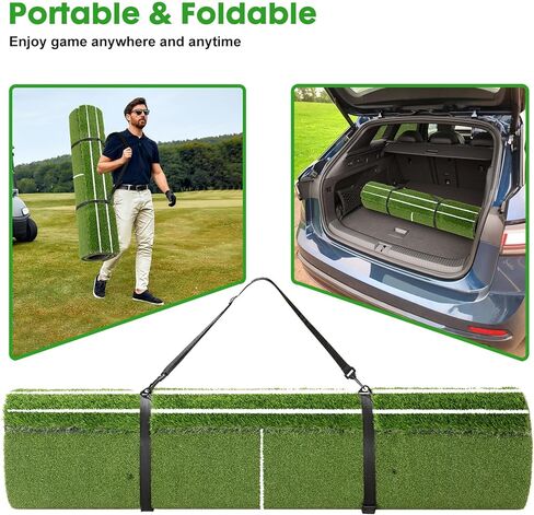 سجادة جولف مقاس 5 × 4 أقدام مع صينية كروية، سجادات ضرب جولف سميكة 26 مم للفناء الخلفي، نطاق القيادة، التدريب الداخلي والخارجي، حصيرة العشب مع 3 تي شيرت للتدريب على القيادة المتأرجحة in Kuwait