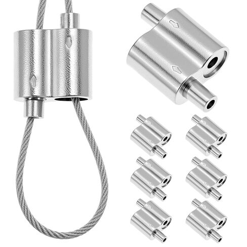QWORK M3 Wire Rope Cable Clamp for 1/16 Inch Rope, 8 Pcs 1/16" Two Way Wire Rope Clips, Alloy Double Holes Wire Cable Fastener Clip in Saudi Arabia